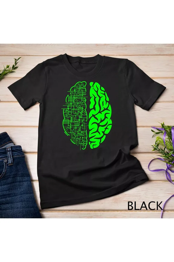 Binary AI Computer Circuit Electric Game Lovers Gift & Brain Unisex T-shirt up to size 5XL