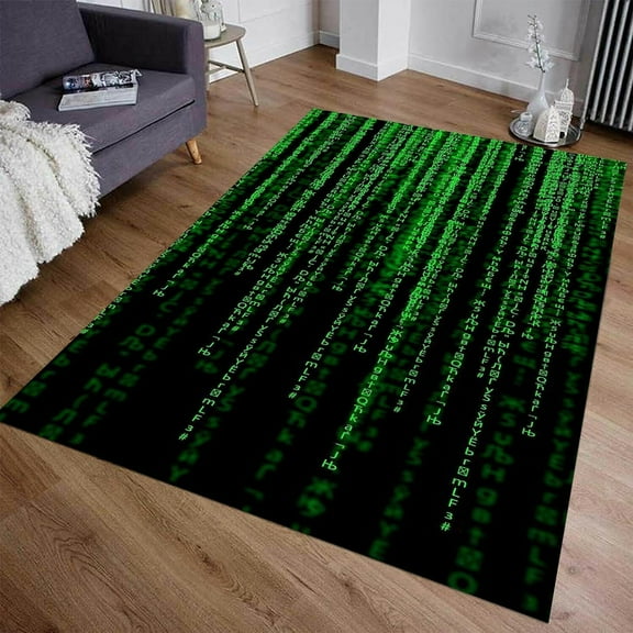 Binary Code Pattern Rug, Cyber Hacker Mat, Ultra-Thin Washable Area Rug, Non-Slip Bedroom Mat, Non-Shedding Indoor Floor Carpet for Entryway, Hallway 3x5ft
