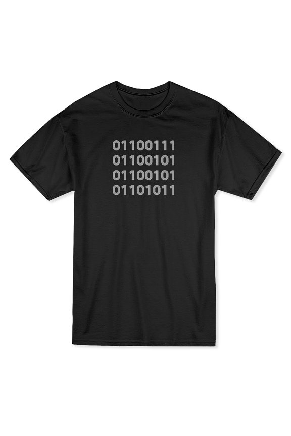 Binary Code Saying "Geek" Programming Lovers T-Shirt Men Black T-Shirt, Male Medium