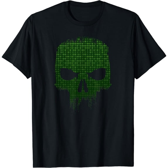 Binary Code Skull Computer Programmer Developer Tech Geek T-Shirt ...