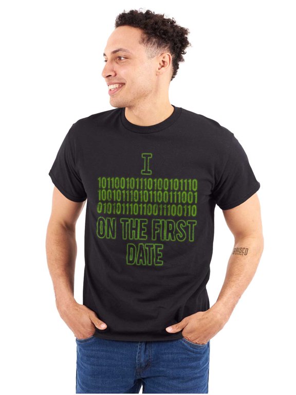Binary Coding First Date Nerdy Code Men's Graphic T Shirt Tees Brisco Brands X