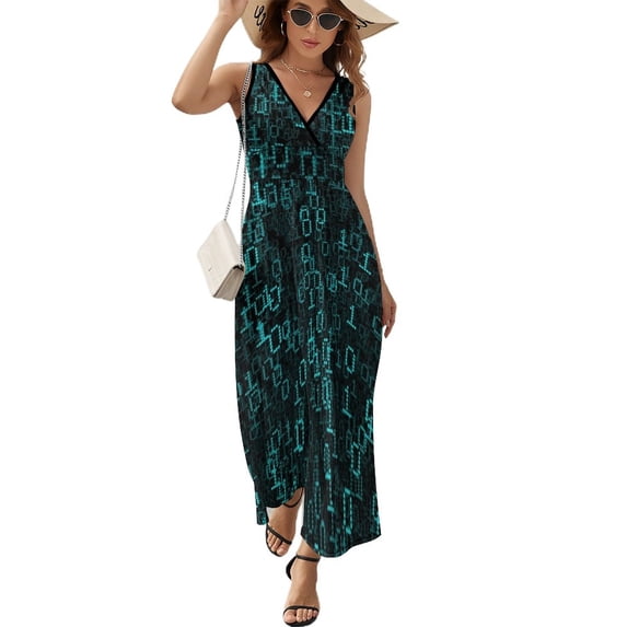 Binary Data Cloud Sleeveless Dress women formal occasion dresses birthday dresses for women