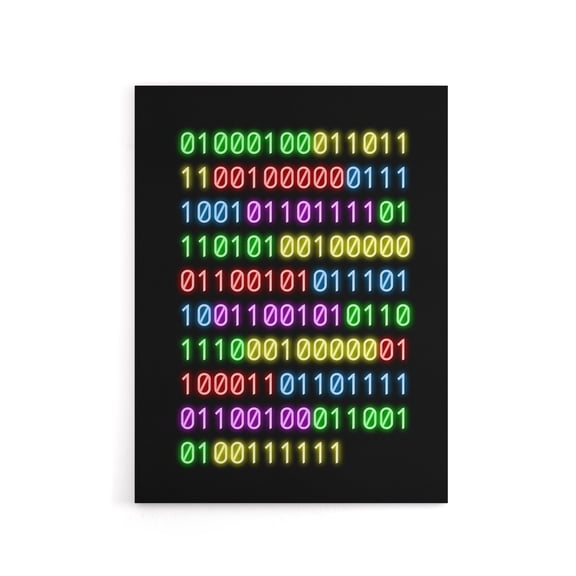 Binary Do You Even Code Neon Geek Canvas Wall Art Print 12X16"