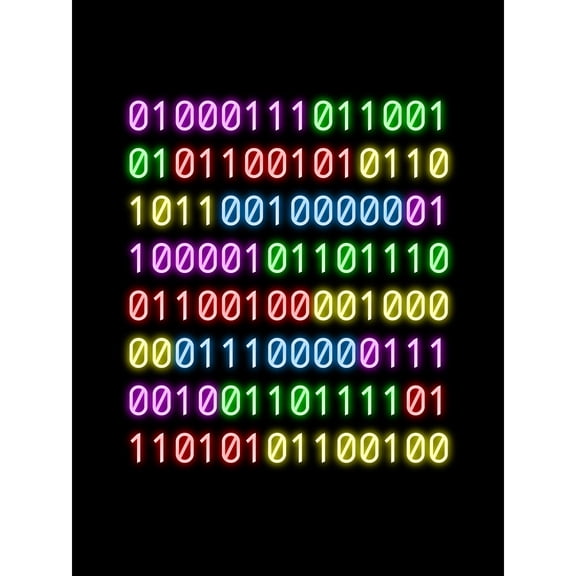 Binary Geek and Proud Neon Nerd Humour Quote Extra Large XL Wall Art Poster Print