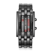 Binary Red LED Digital Watch Waterproof Mens Classic Creative Fashion Plated Wrist Watches