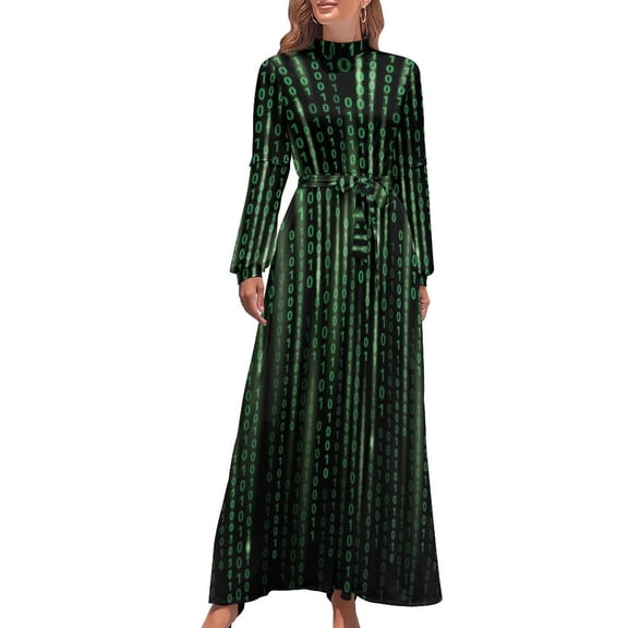 Binary code background matrix code Long Dress Dresses dresses for womens