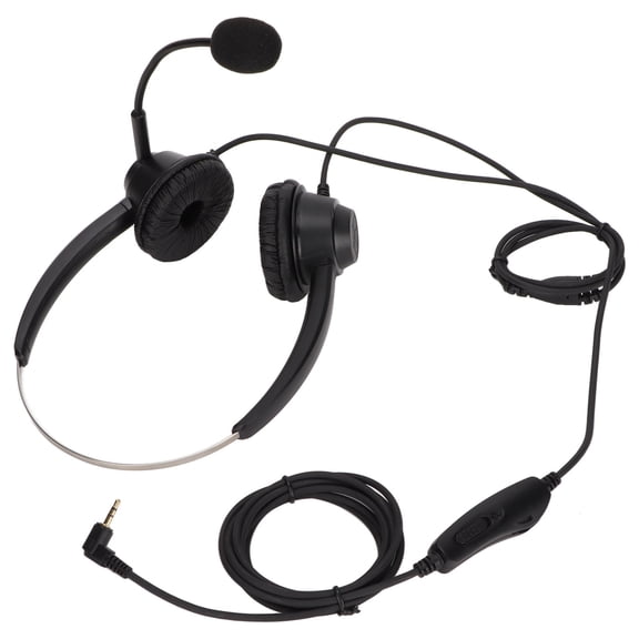 Binaural 2.5mm Telephone Headset with Noise Cancelling Microphone, Corded Office Earphone for Customer Service and Call Center (0.098 inches / 2.5 mm), Black
