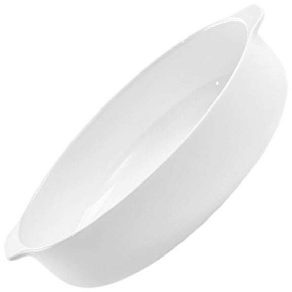White Ceramic Baking Dish with Double Handles for Home Use Oven Safe and Scratch Resistant 10.5 inches