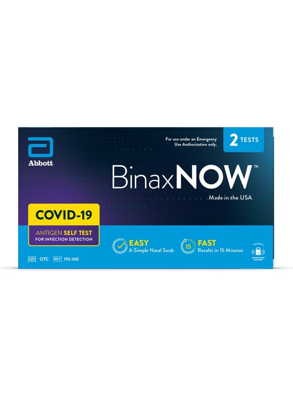 BinaxNOW COVID‐19 Antigen Self Test, 1 Pack, Double, 2-count, At Home COVID-19 Test, 2 Tests