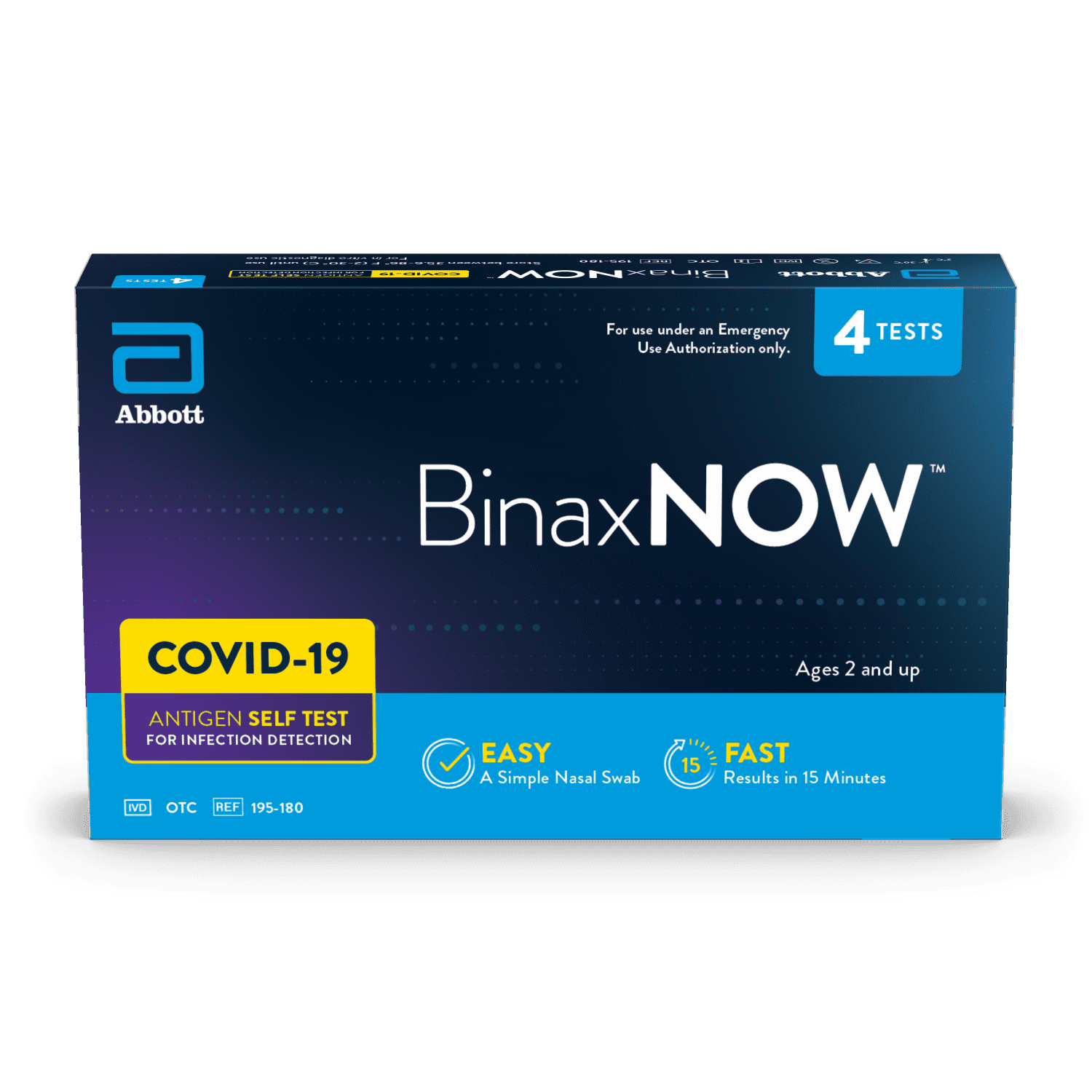 BinaxNOW COVID‐19 Antigen Self Test, 1 Pack, Double, 2-count, At Home  COVID-19 Test, 2 Tests 