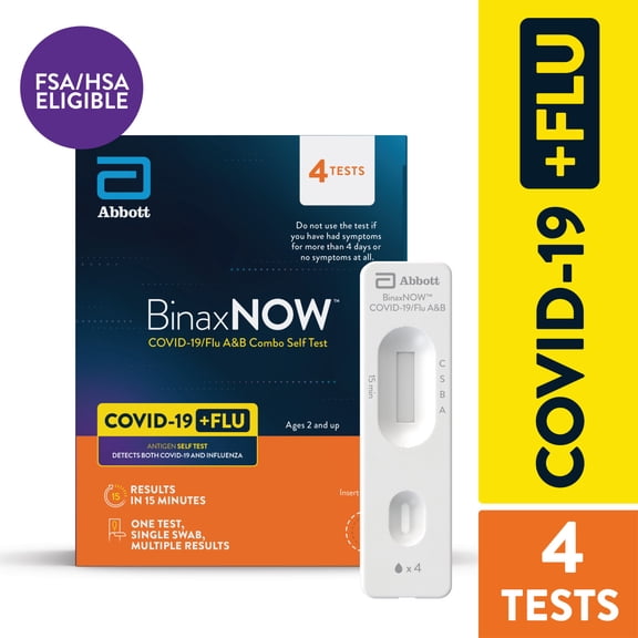 BinaxNOW™ COVID-19/Flu A&B Combo Self-Test with Fast, Reliable Results in 15 Minutes, 4 Count Pack