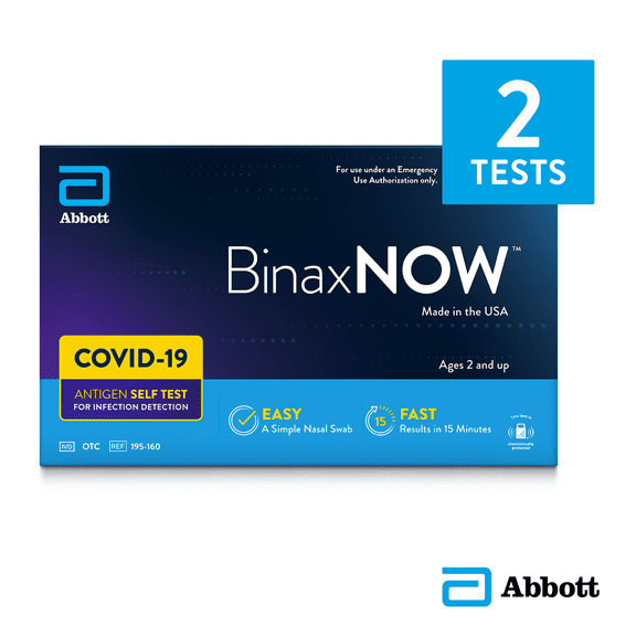 BinaxNOW™ COVID-19 Rapid Antigen Self-Test Kit with Reliable 15 Minute Results, 2 Tests