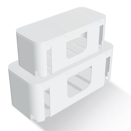 Binazon Cable Management Box, Cord Organizer Box for Table, Hide Power Strips & Cords 2-Pack