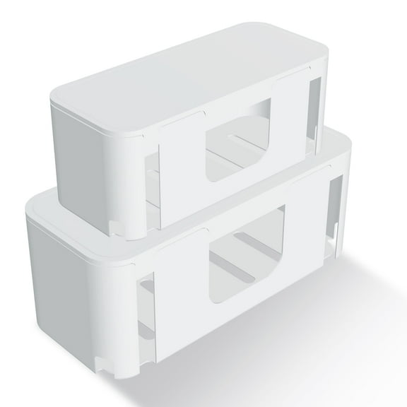 Binazon Cable Management Box, Cord Organizer Box for Table, Hide Power Strips & Cords 2-Pack