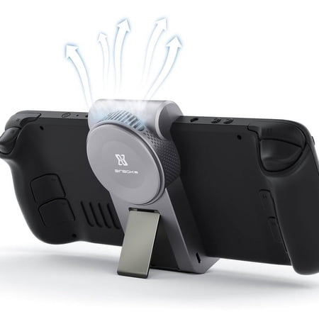 Binbok Steam Deck Cooler with Dock: CPU Cooling, Exhaust System, LED Indicator, Rechargeable Battery (400mAh), Grey