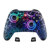 Binbok Switch Pro Controller: Wireless/Wired, Dual Motor, 4 RGB Light Modes, 1000mAh Battery,Black