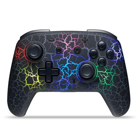Binbok Switch Pro Controller: Wireless/Wired, Dual Motor, 4 RGB Light Modes, 600mAh Battery, Black