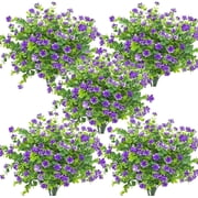 Bincy 35cm Artificial Plastic Purple-Eucalyptus Flower Bouquet 6 Count