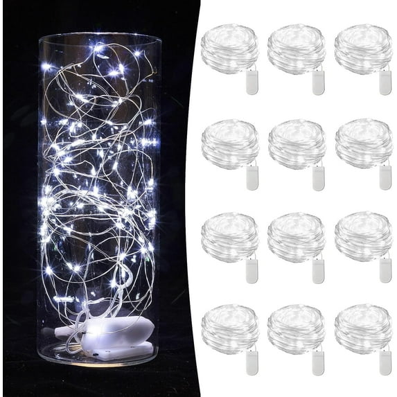 Bincy Indoor 6.6 Ft Battery Powered Waterproof LED String Lights, 12 Pack