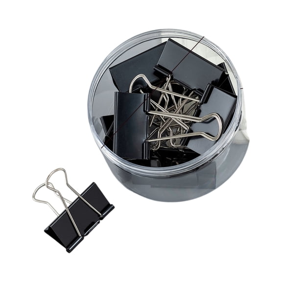 Binder Clips, 2 Inch Small Capacity Metal Paper Clamps per Barrel for Receipt Organizing and Office Files (12-Pack), Black