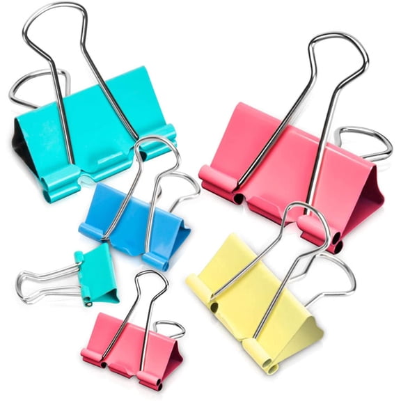 Binder Clips - Assorted Sizes 100 Count, X Large, Large, Medium, Small, Mini Paper Clamps Combination, Suitable for Office Supplies, Home.