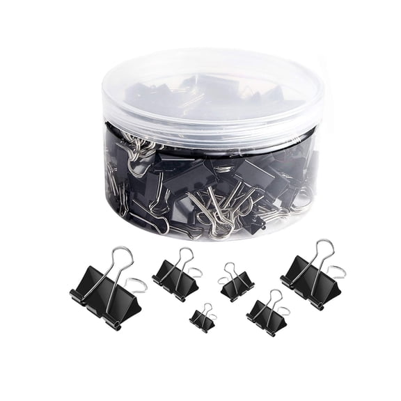 Binder Clips Assorted Sizes, 110 PCS Paper Clamps for Office Home , Extra Large Large Medium Small Mini Micro, Black