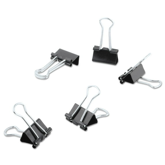 Binder Clips In Dispenser Tub, Mini, Black/silver, 60/pack | Bundle of 5 Packs