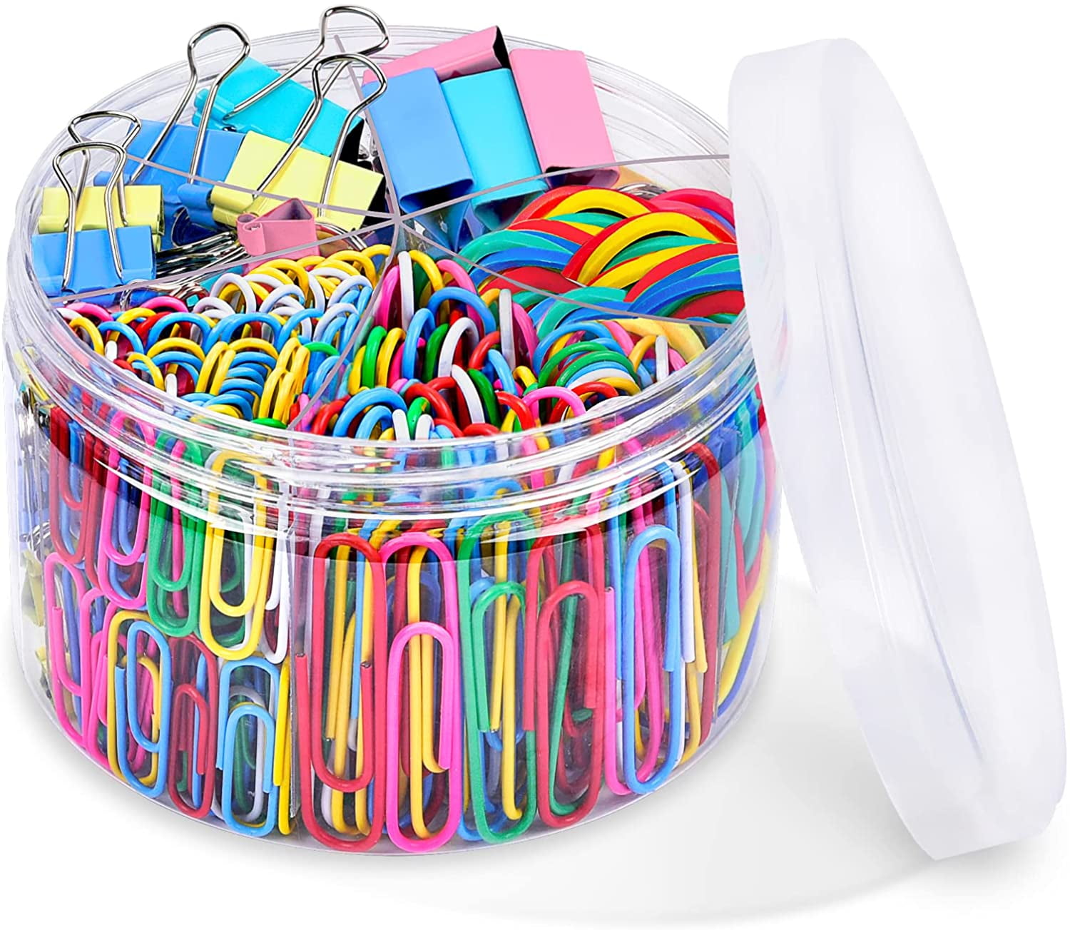 Binder Clips Paper Clips 300pcs Colored Office Clips Set with Paper Clamps Paperclips Rubber Bands for Office and School Supplies Assorted Sizes
