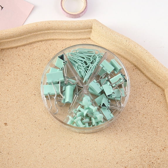 Binder Clips Paper Clips Push Pins Combination Set Multifunction Colored Office Clips Kits with Organize Box