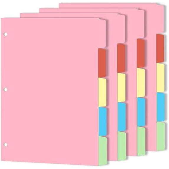 Binder Dividers for 3 Ring Binder, 1/5 Cut Tabs, Letter Size, Blank ...
