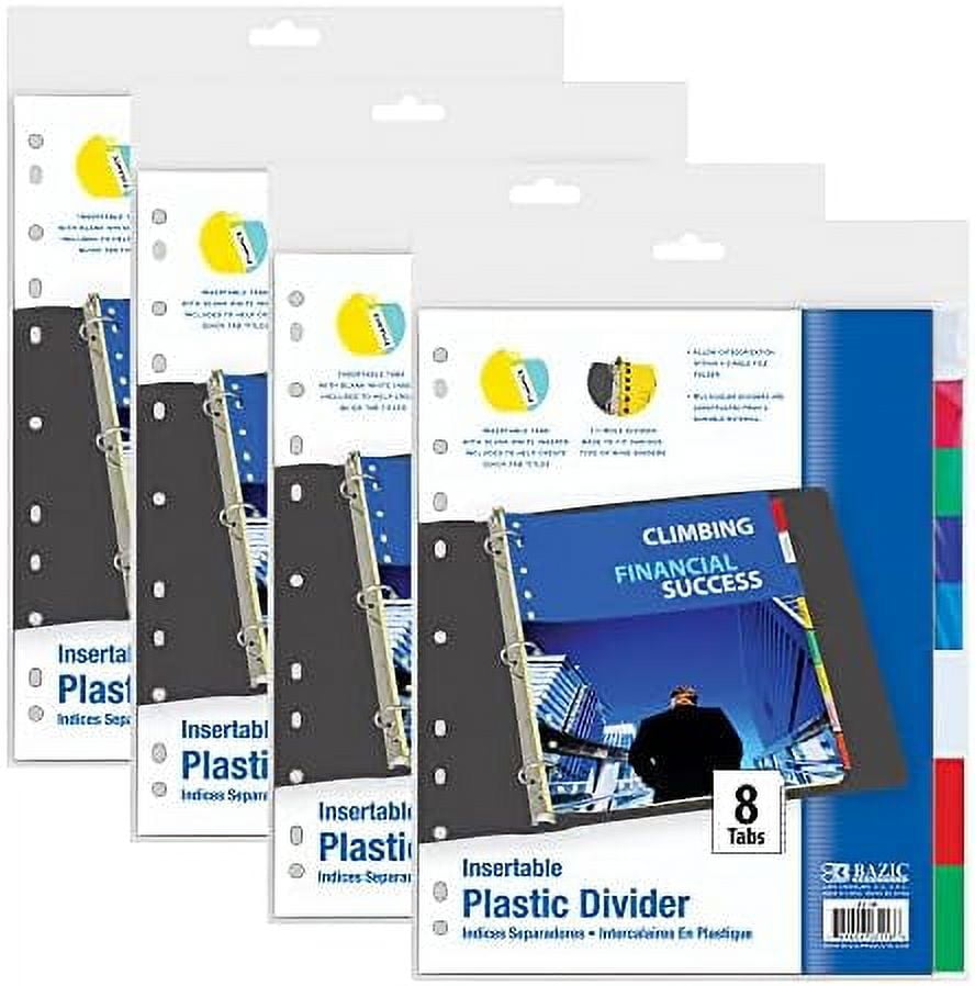 Binder Dividers W/ 8 Insertable Color Tabs, 11 Hole Punch Plastic Index
