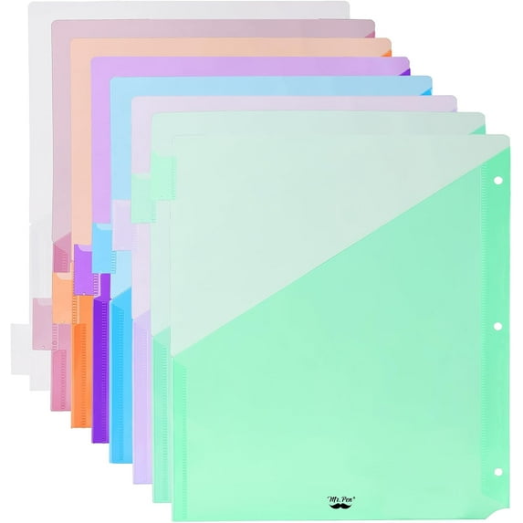 - Binder Dividers with Pockets and Tabs, 1 Set, 8 Tabs/Set, Colorful, 3 Ring Tabs on Both Sides