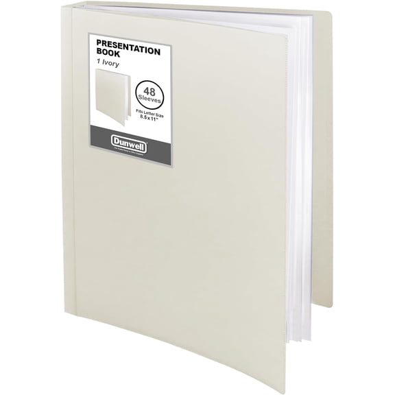 Binder with Plastic Sleeves 48-Pocket (Ivory) - Presentation Book, 8.5 x 11 Portfolio Folder with Clear Sheet Protectors, Displays 96-Page Documents, Certificates, Important Papers