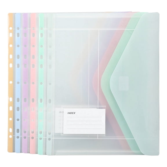 Binder Pocket, 11-Holes Expanding Poly Binder Pocket with Tight Closure, Binder Folders Side Loading, 2/3/4 Ring Binder Pocket, Binder Dividers with Pockets, Letter Size, Assorted Colors,6Pcs
