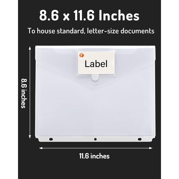 Binder Pocket, 48 Pack Super Heavyweight Poly Binder Pocket with Tight Closure, Binder Folders Side Loading, 3 Ring Binder Pocket, Binder Dividers with Pockets, Letter Size, Clear