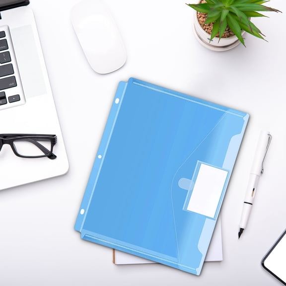 Binder Pocket,Document Pouch with Label,Binder Folders Side Loading,3 Ring,Binder Dividers with Pockets,A4 Size,12.2x9.65 Inch,Blue