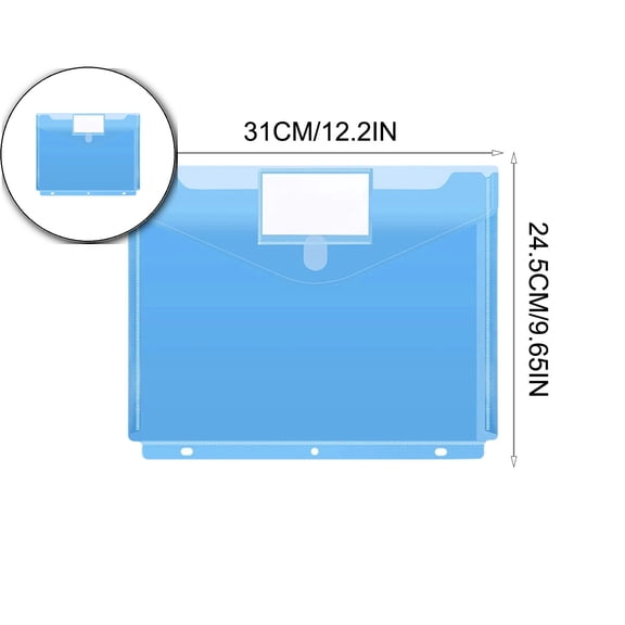 Binder Pocket, Heavyweight Plastic Folders with Tight Closure, Folders with Pockets Side Loading, Binder Organizer, Binder Dividers with Pockets, A4 Letter Size