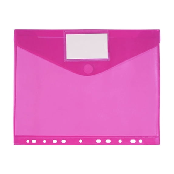 Binder Pocket, Plastic Envelopes Binder Folders, 12x9 inch Expandable File Folder Pouch with Label Pocket & Hook and Loop, Document Organizer, Office Supplies, 1 Pc,Hot Pink