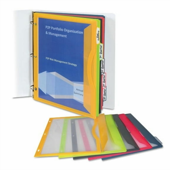 Binder Pocket With Write-On Index Tabs, 9.88 X 11.38, Assorted, 5/set | Bundle of 2 Sets
