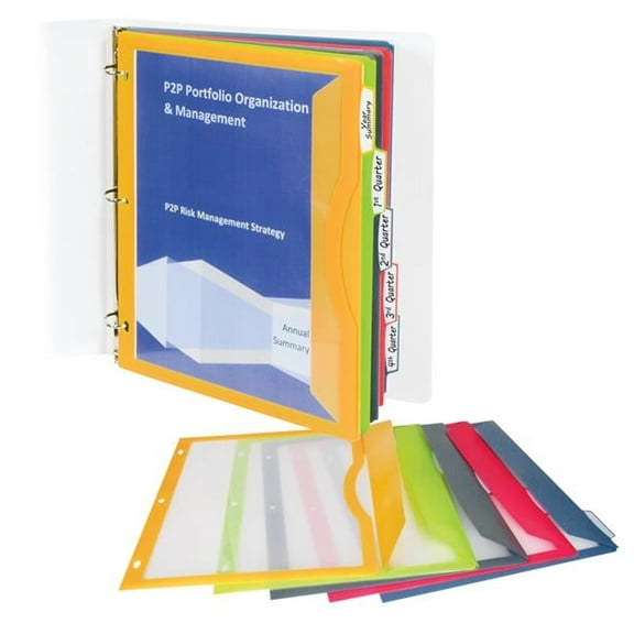 Binder Pockets with Write On Tabs - Pack of 6