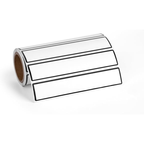 Binder Spine Labels, Perforated Self Adhesive Sticker Labels for 1 Inch Binders, 5 3/8" x 1", 200pcs, White with Black Border