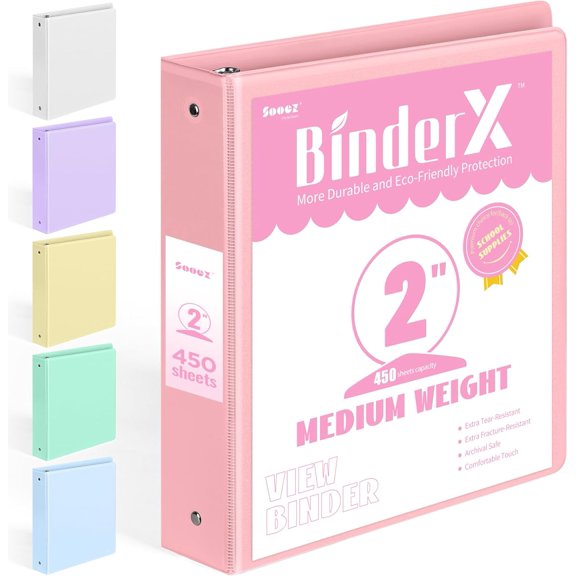 BinderX Extra Durable 3 Ring Binder, Round Rings 1 Inch Binder, Fits 175 Sheets of 8.5x11 Paper, Customizable View Cover with Inside Pockets, Cute 1" Binders, 1 Inch Binders 3 Ring, Aqua Blue