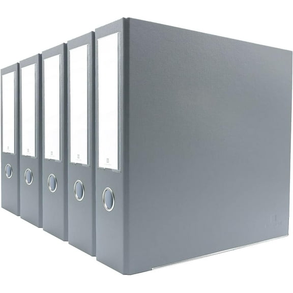 Bindertek 3-Ring Premium Binder, Pack of 5 - Light Gray, 3" Spine Width, 525 Sheet Capacity, 2" D-Rings, Linen-Textured Covers, Steel Reinforced Edges, Spine Label Included