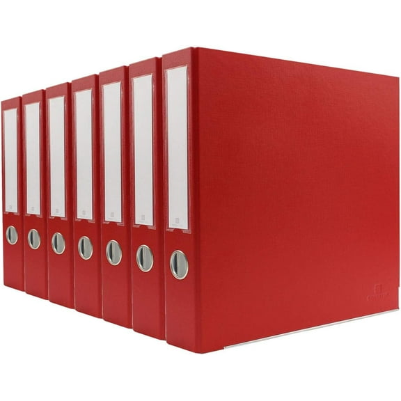 Bindertek 3-Ring Premium Binder, Pack of 7 - Red, 2" Spine Width, 325 Sheet Capacity, 1.25" D-Rings, Linen-Textured Covers, Steel Reinforced Edges, Spine Label Included
