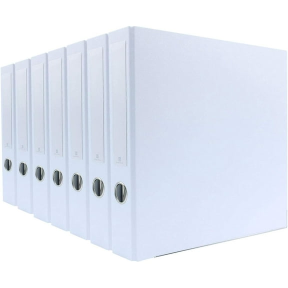 Bindertek 3-Ring Premium Binder, Pack of 7 - White, 2" Spine Width, 325 Sheet Capacity, 1.25" D-Rings, Linen-Textured Covers, Steel Reinforced Edges, Spine Label Included