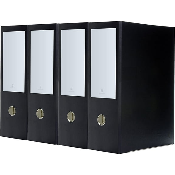 Bindertek 3-Ring Premium Legal Binder for 8.5" x 14" Paper, Pack of 4 - Black, 4" Spine Width, 625 Sheet Capacity, 2.5" D-Rings, Linen-Textured Covers, Steel Reinforced Edges, Spine Label Included