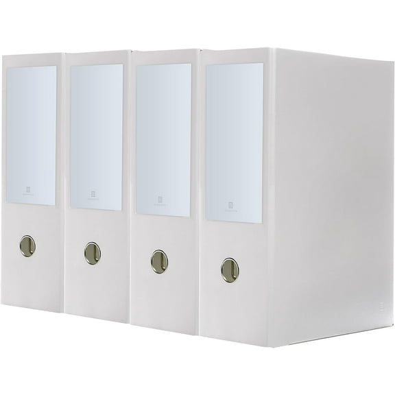 Bindertek 3-Ring Premium Legal Binder for 8.5" x 14" Paper, Pack of 4 - White, 4" Spine Width, 625 Sheet Capacity, 2.5" D-Rings, Linen-Textured Covers, Steel Reinforced Edges, Spine Label Included