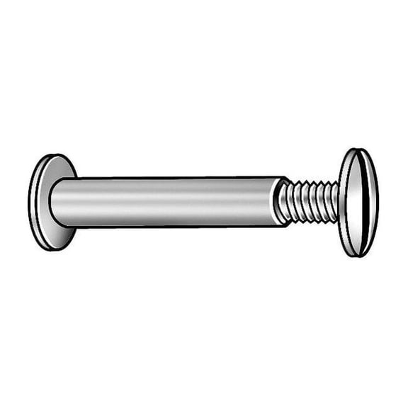 Binding Barrel, #8-32, 1/2 in Brl Lg, 13/64 in Brl Dia, Aluminum Plain, 50 PK