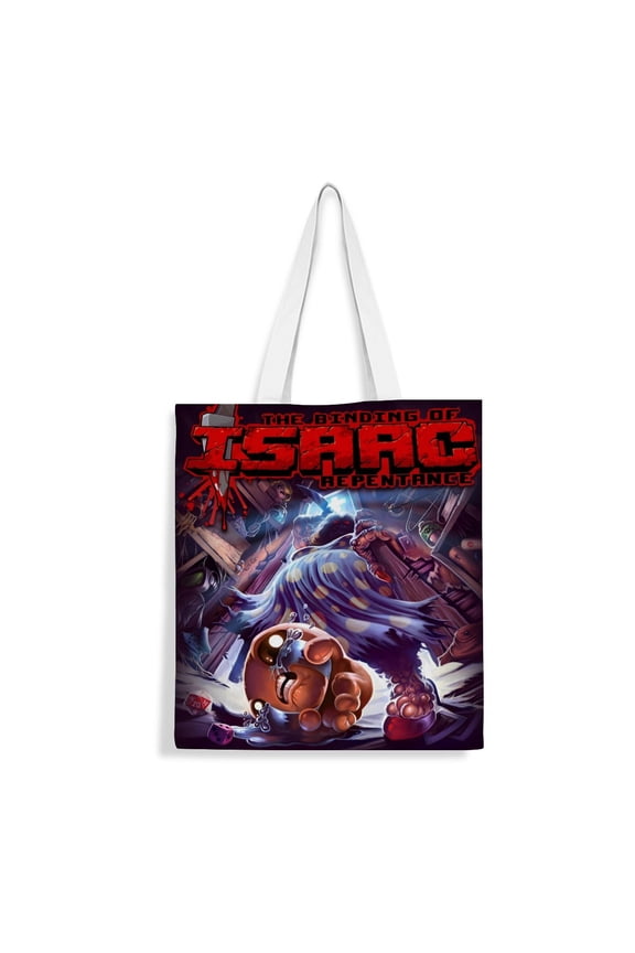 The Binding of Isaac-theme canvas Tote Bag for Women Aesthetic Shopping Grocery Reusable Bags with Inner Zipper Women Gift 13.8 x 15.8 inches35x40cm