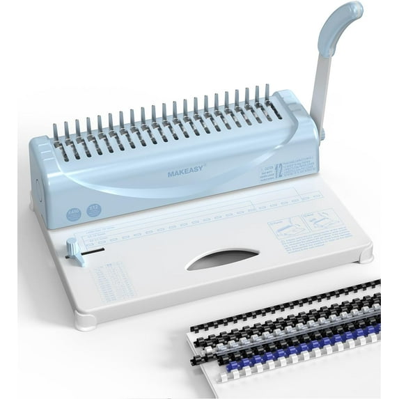 Binder, 21 holes, 450 sheets, comb binder with 1 box of comb spines, comb binder for letter size, A4, A5 paper